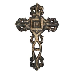Vintage Hand Carved Wooden Cross